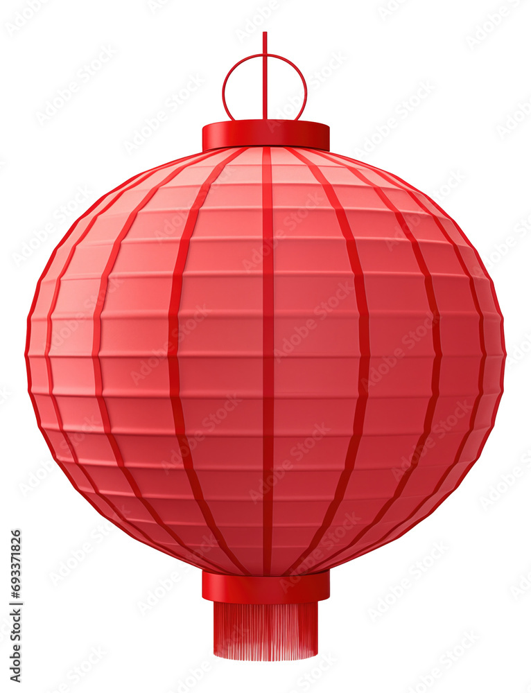 Fototapeta premium 3D illustration of red Chinese traditional lantern isolated.