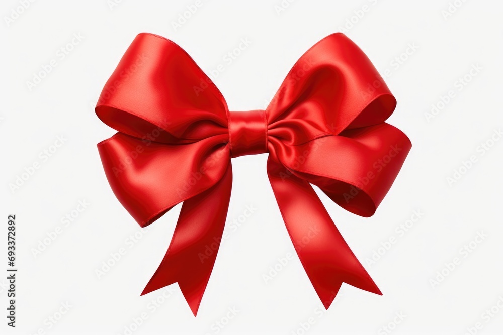 A simple and elegant red bow placed on a clean white background. Perfect for adding a touch of color and festivity to any project A simple and elegant red bow placed on a clean white background. Perfect for adding a touch of color and festivity to any project