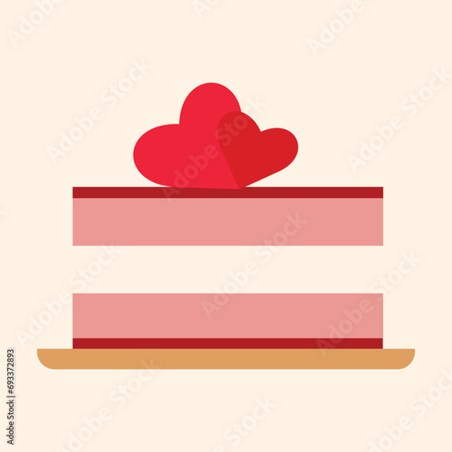 Valentine's Day Cake With hearts as toppings.