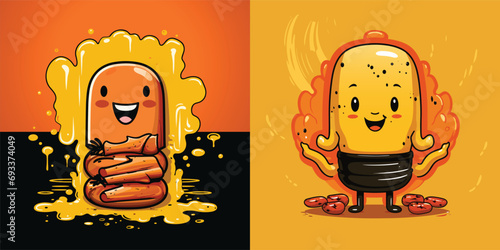 logo of a hotdog man character minimal style vector