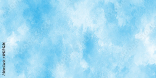 Blue sky is surrounding with tiny white clouds, soft and lovely sky blue watercolor background with clouds,white cloud and clear blue Abstract sky in sunny day with clouds.