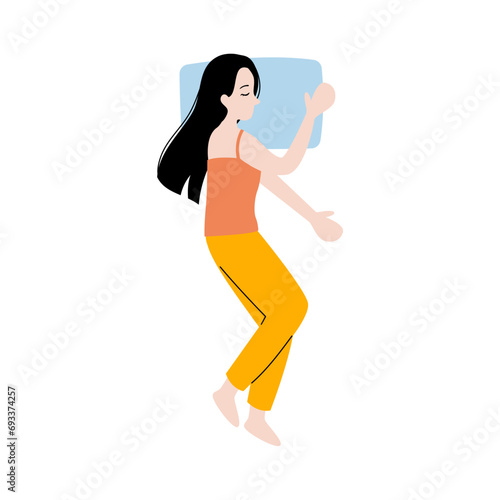set of sleeping woman poses with pillows pose