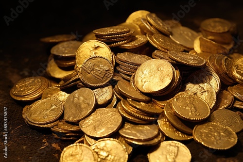 Roman gold coins, treasure, archaeological discovery photo