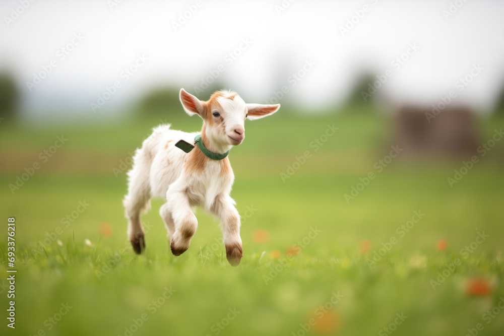 kid goat prancing in a green field kid goat prancing in a green field