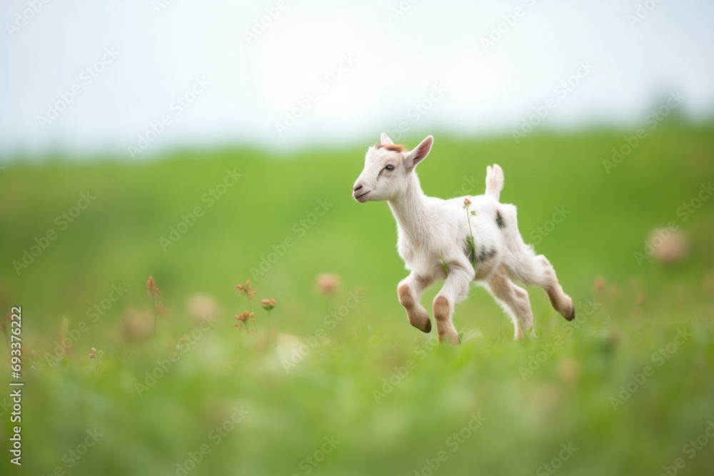 kid goat prancing in a green field kid goat prancing in a green field