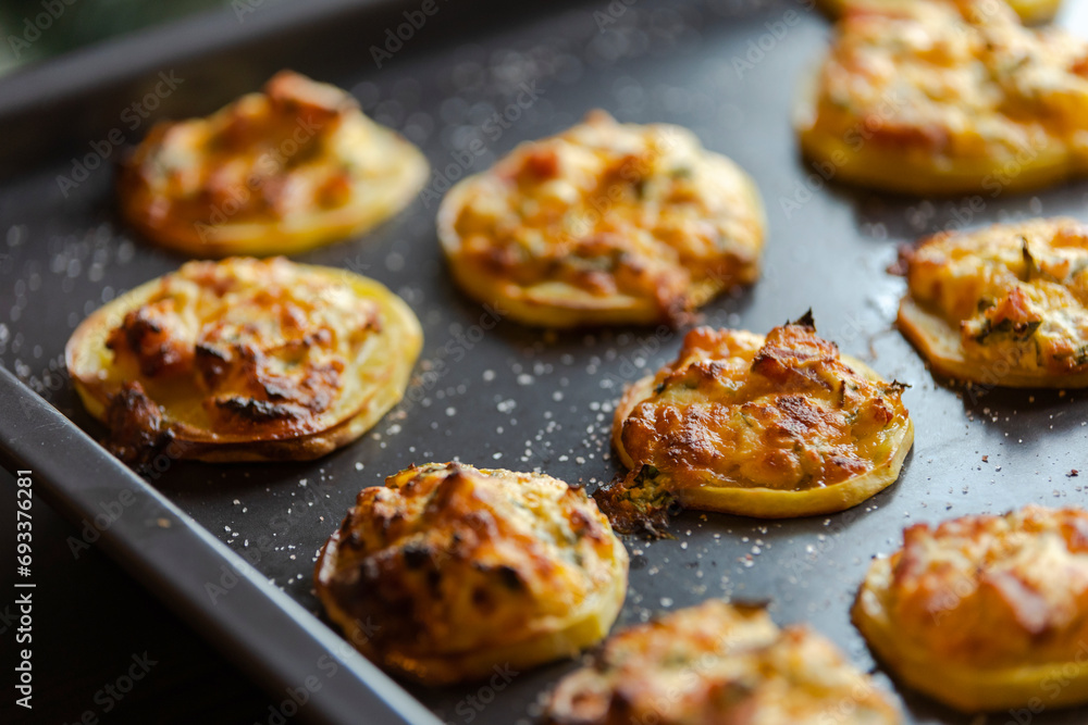 appetizer perfection capturing cut potatoes filled with delectable stuffing in a tray party food appetizer perfection capturing cut potatoes filled with delectable stuffing in a tray party food