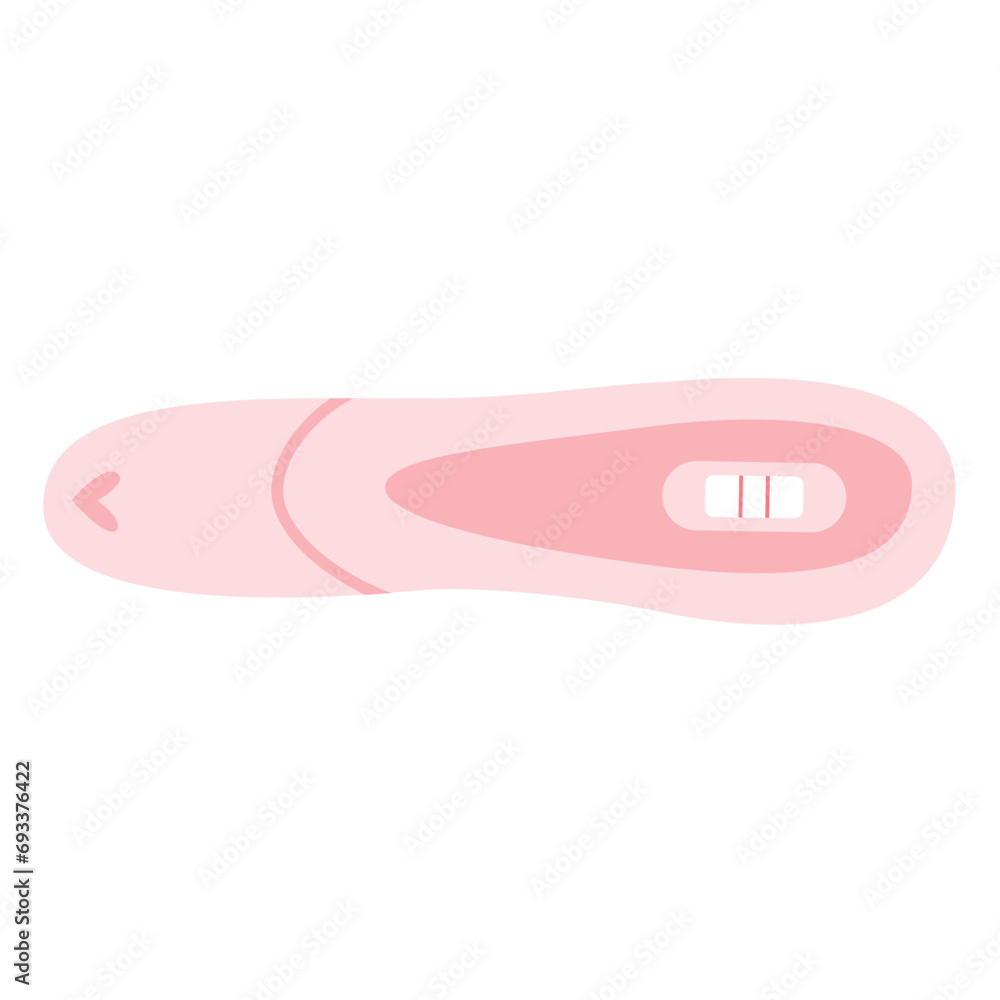 Pregnancy test with positive result, two lines. Feminine pregnant stick. Flat vector illustration. Pregnancy test with positive result, two lines. Feminine pregnant stick. Flat vector illustration.