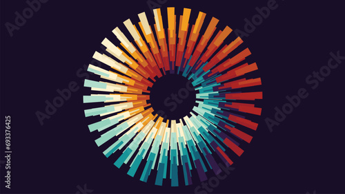 Abstract spiral rainbow color twisted line background in vortex style.