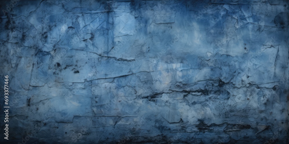 Texture Background image of plaster on the wall in grunge dark-blue tones. - obrazy, fototapety, plakaty 