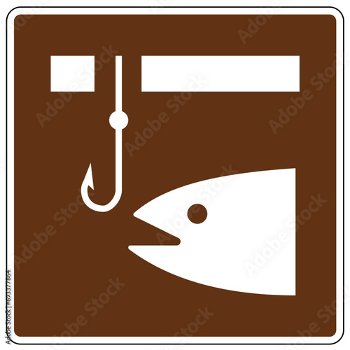 Campground sign of winter recreation ice fishing