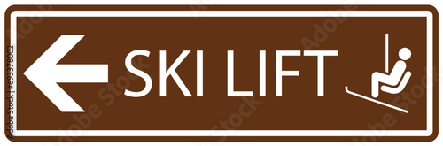 Campground sign of winter recreation ski lift photo