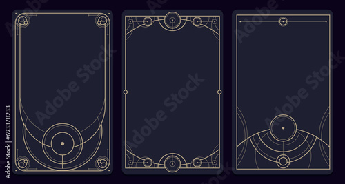 Mystic style invitation with circle scared elements. Sacred geometry border and frame. Vector illustration. EPS 10