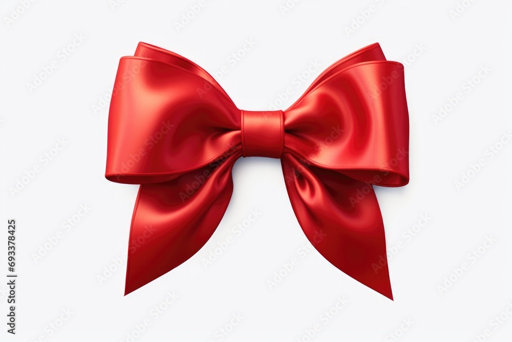 A simple red bow placed on a clean white background. Perfect for adding a touch of elegance to any project A simple red bow placed on a clean white background. Perfect for adding a touch of elegance to any project
