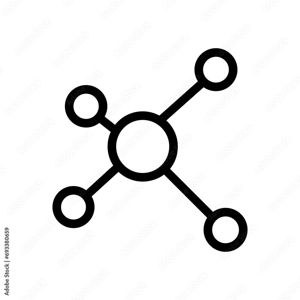 Molecule Icon vector. Chemistry illustration sign. Scientific symbol. Chemical bonds logo.
