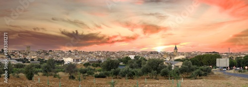 Panoramic view at sunset of Tarazona de la Mancha, La Mancha winegrowing town in the province of Albacete, Castilla La Mancha, Spain photo