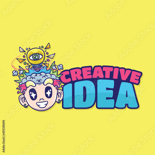 Creative Idea Mascot Logo Vector Illustration. Idea Logo Vector Design