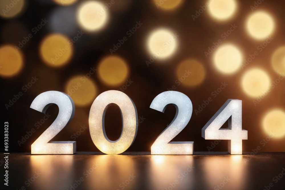 2024 background new year holidays card with bokeh lights 2024 background new year holidays card with bokeh lights