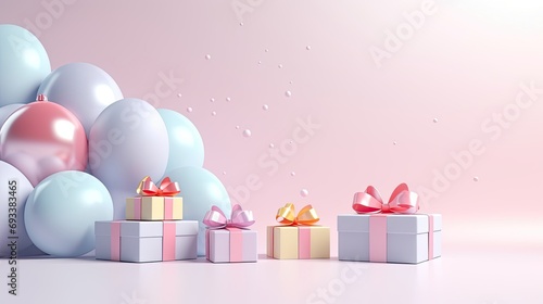New year 3d with gift boxes and balloon minimal background pastel color  © Ilmi