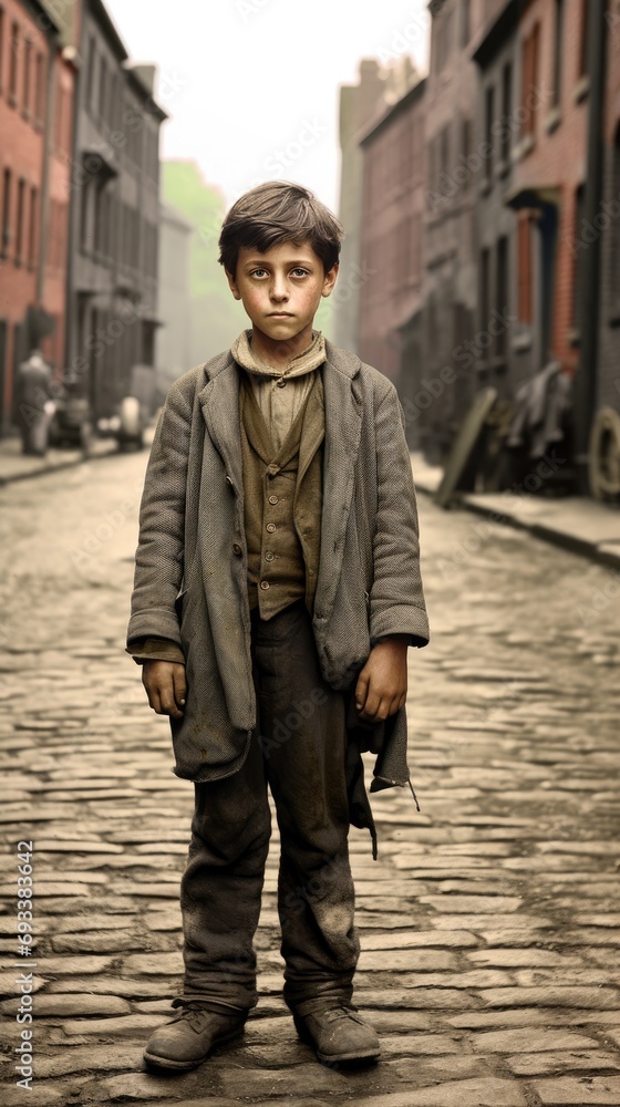 a young boy in the streets of pennsylvania in the late 1800s