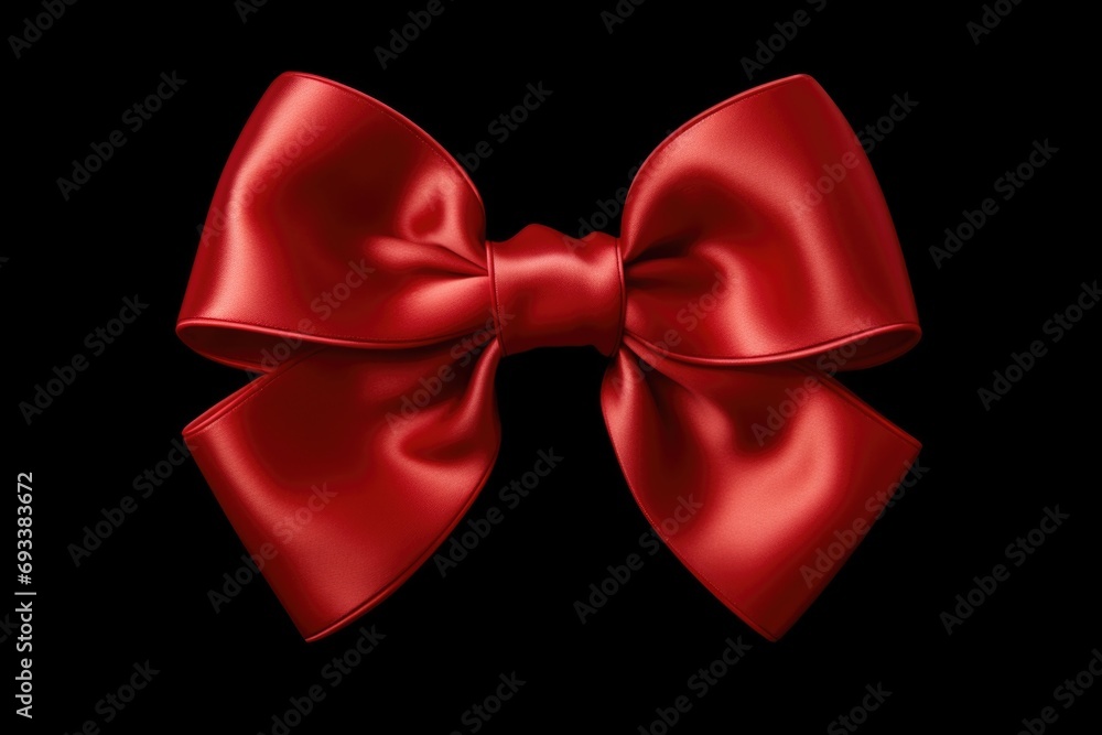 A simple and elegant red bow placed on a black background. Perfect for adding a touch of sophistication to any design or project