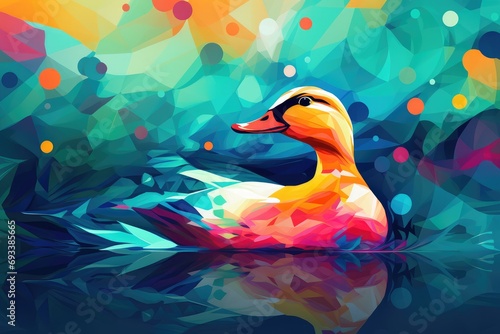Colorful abstract background with a duck swimming in water. abstract background for February 6: Lame Duck Day photo