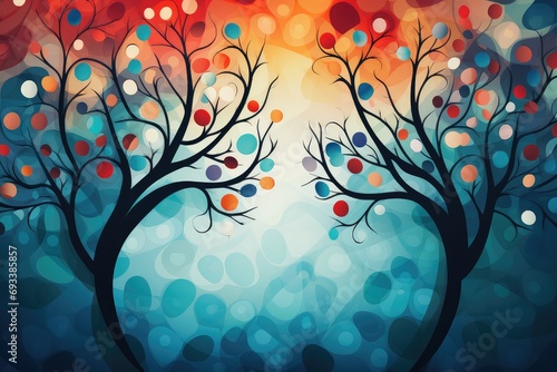 Abstract background themed around February's Tu B’Shevat, the Jewish 