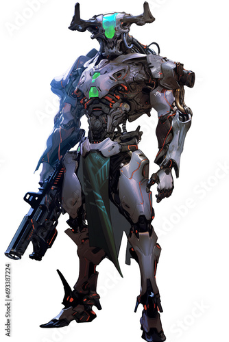 cyber punk robot, PNG image, isolated object © Hatia