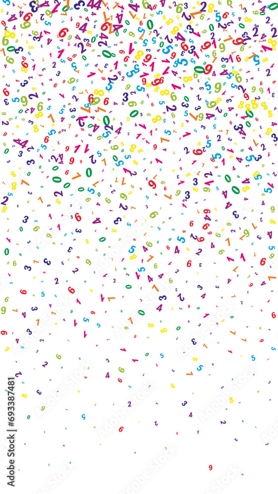 Falling colorful numbers. Math study concept with