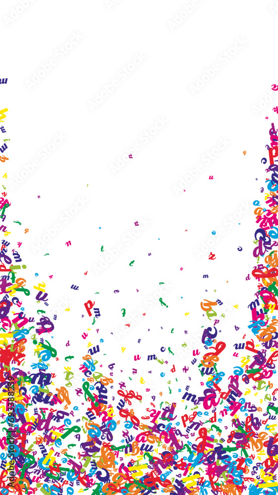 Flying latin letters. Colorful childish scattered Flying latin letters. Colorful childish scattered
