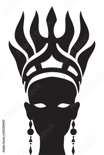 Black and white drawing of a girl in a crown