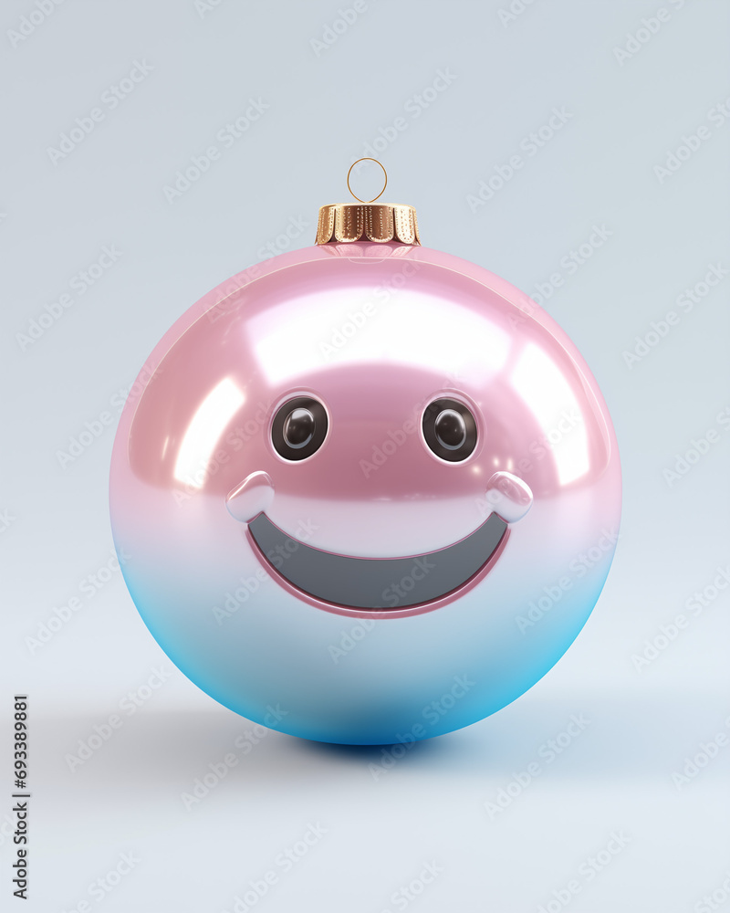 Naklejka premium Happy Christmas ball on pastel background. New Year minimal concept decoration.