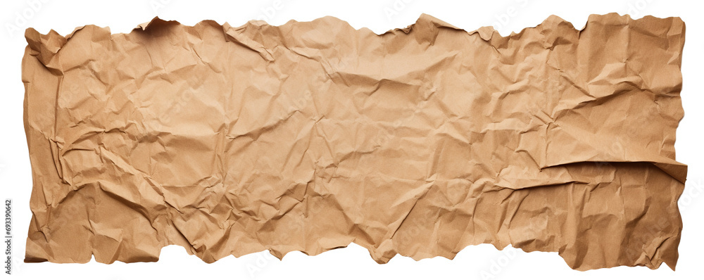 Obraz premium Piece of crumpled blank brown craft paper, cut out