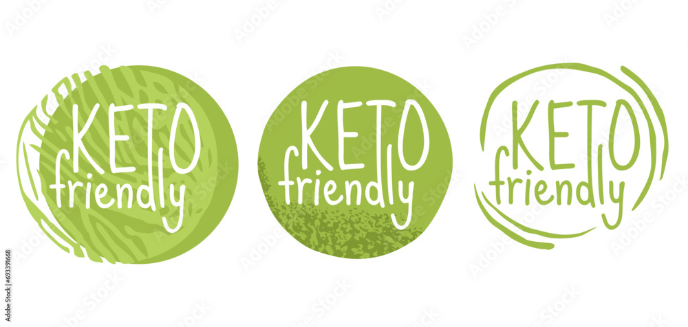 Keto Friendly grungy badge in circle shape Keto Friendly grungy badge in circle shape