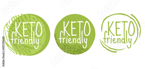 Keto Friendly grungy badge in circle shape