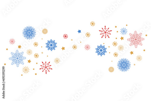Snowflakes Christmas border in wave shape. Snowflakes with star border. Christmas decoration. merry Xmas snow flake header or banner  wallpaper or backdrop decor