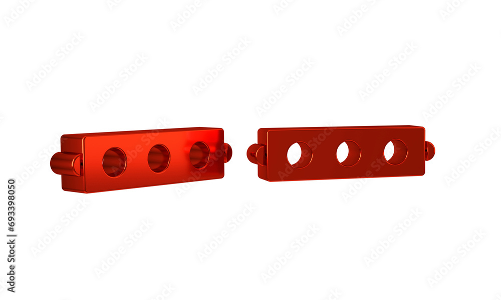 Red Silicone ball gag with a leather belt icon isolated on transparent background. Fetish accessory. Sex toy for men and woman. - obrazy, fototapety, plakaty 