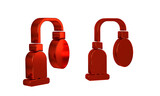 Red Penis pump icon isolated on transparent background. Penis enlarger. Sex toy for men. Vacuum pump with a blower to increase the penis.