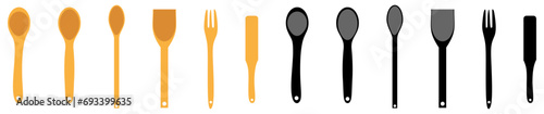 kitchen cutlery. wooden spoon vector.