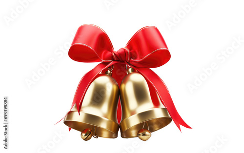 Festive Jingle Christmas Bell Decoration on a White or Clear Surface PNG Transparent Background