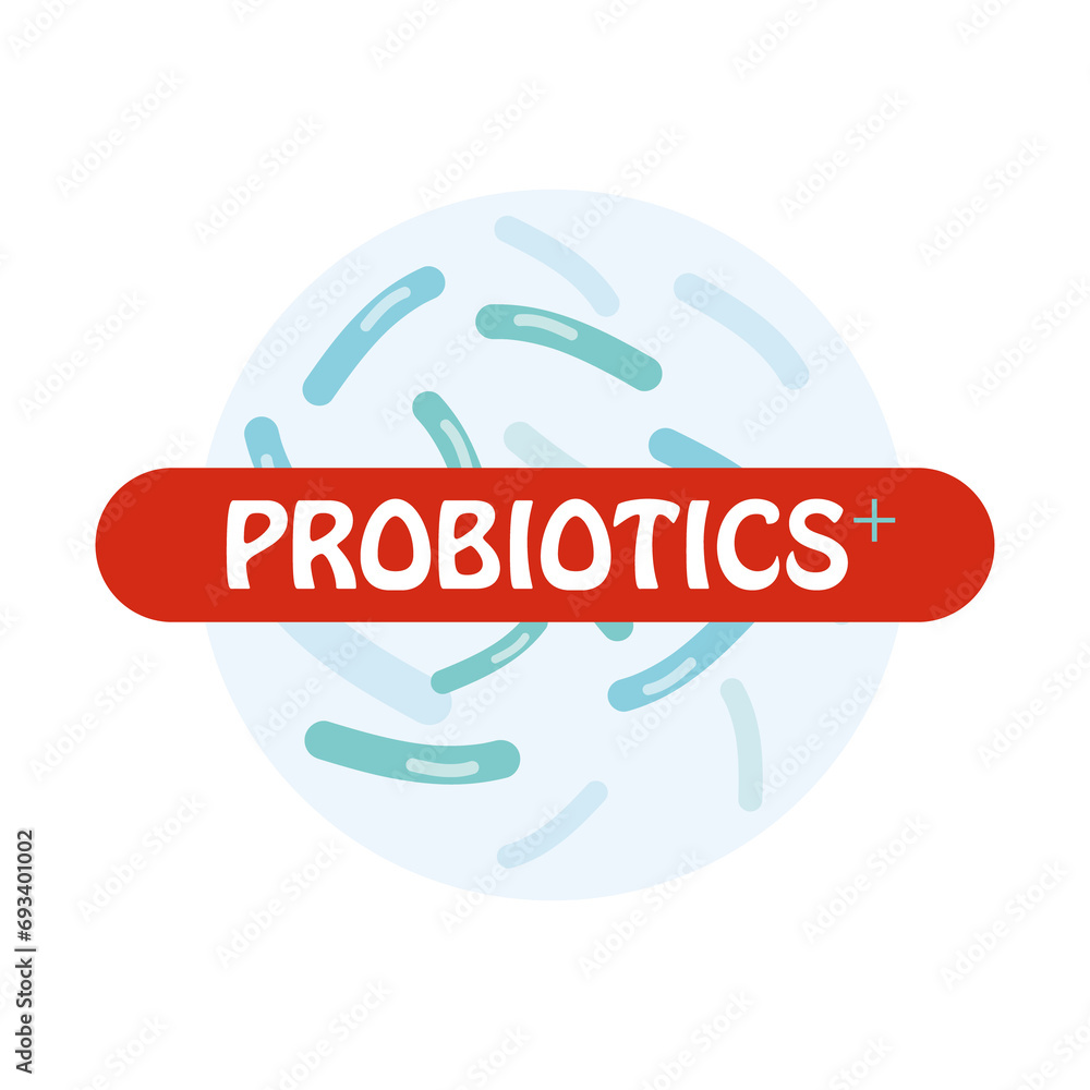 Probiotic bacteria logo. Bifidobacteria lactobacillus gut acidophilus. Lactic prebiotic healthy flora care. Probiotic bacteria logo. Bifidobacteria lactobacillus gut acidophilus. Lactic prebiotic healthy flora care.
