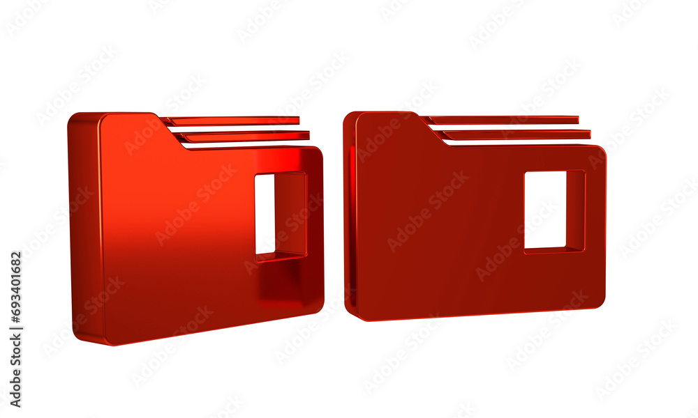 Red Document folder icon isolated on transparent background. Accounting binder symbol. Bookkeeping management. Red Document folder icon isolated on transparent background. Accounting binder symbol. Bookkeeping management.