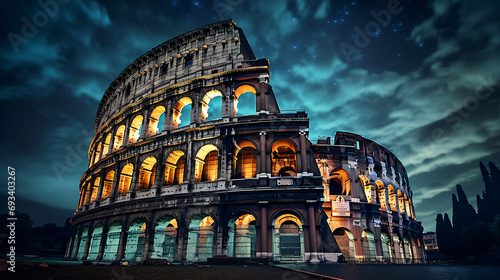 Print op canvas The architecture of the Colosseum in Rome against