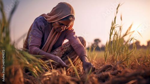Indian woman farmer working in the field