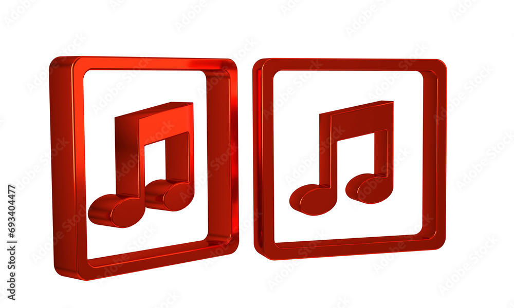 Red Music note, tone icon isolated on transparent background. Red Music note, tone icon isolated on transparent background.