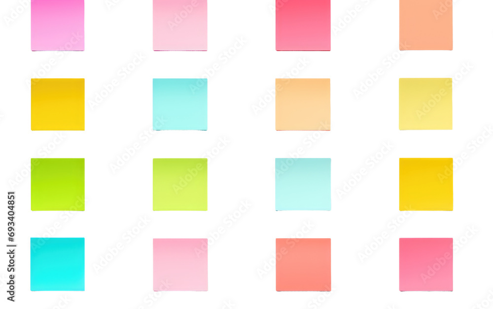 Adhesive Notes Set Organization Essential on a White or Clear Surface PNG Transparent Background