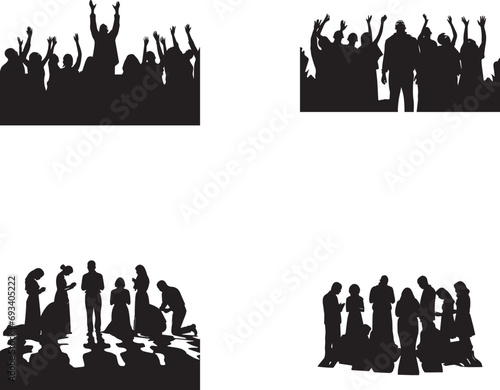 Set of People pray from God on white background 