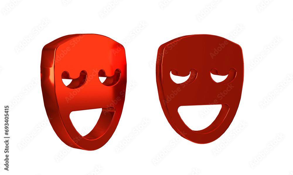 Red Comedy theatrical mask icon isolated on transparent background. Red Comedy theatrical mask icon isolated on transparent background.