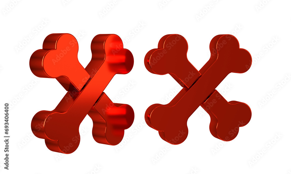Red Crossed human bones icon isolated on transparent background.