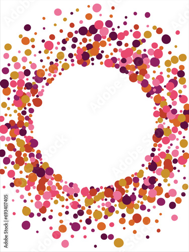 Round frame made of colored circles. banner Place for text. Horizontal background. Vector illustration.