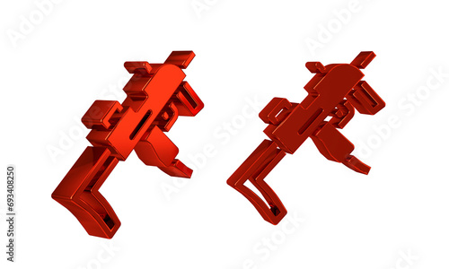 Red MP9 submachine gun icon isolated on transparent background. Automatic weapon.